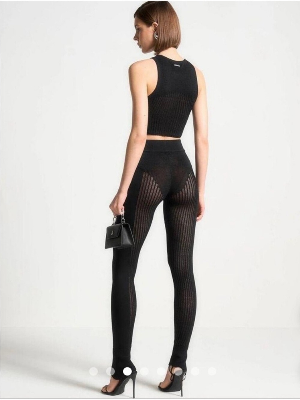 Maniere De Voir Grey Ribbed Knit Top and Bottom - Size Medium